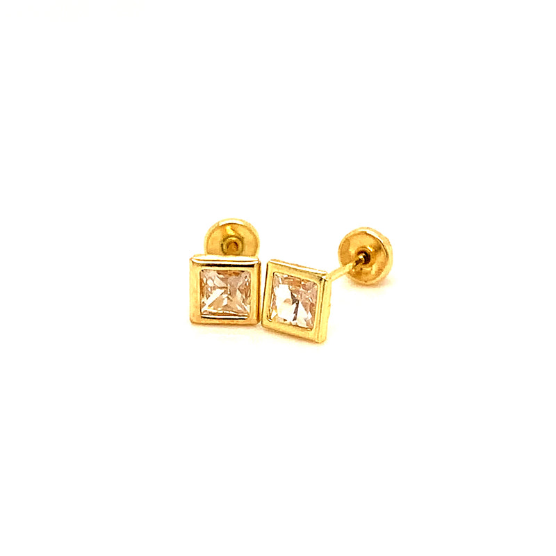 Aretes para bebés con circones en oro amarillo 10kt.