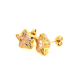 Aretes (estrellas) con circones en oro amarillo 10kt.