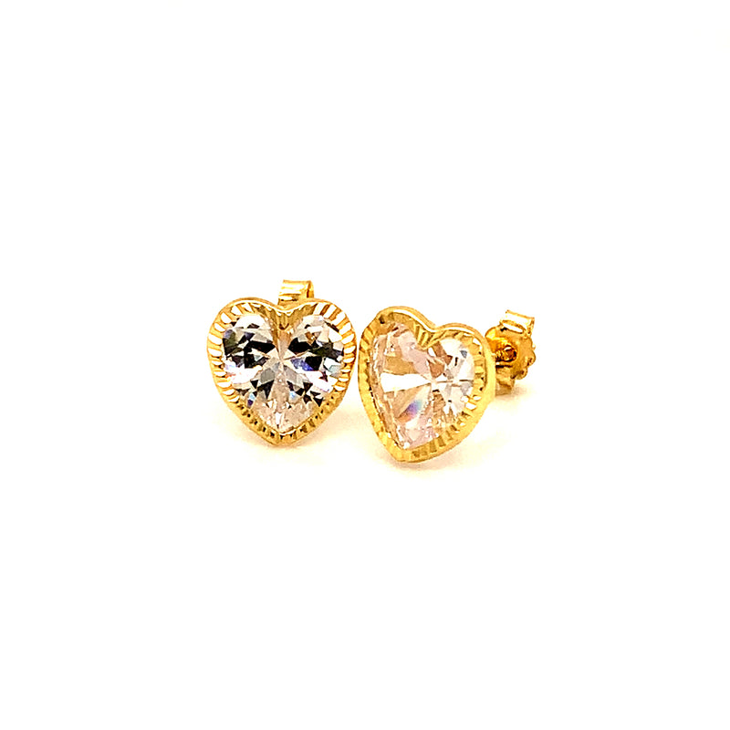 Aretes (corazón) en oro amarillo 10kt