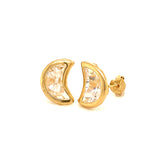 Aretes (luna) con circones en oro amarillo 10kt.