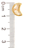 Aretes (luna) con circones en oro amarillo 10kt.