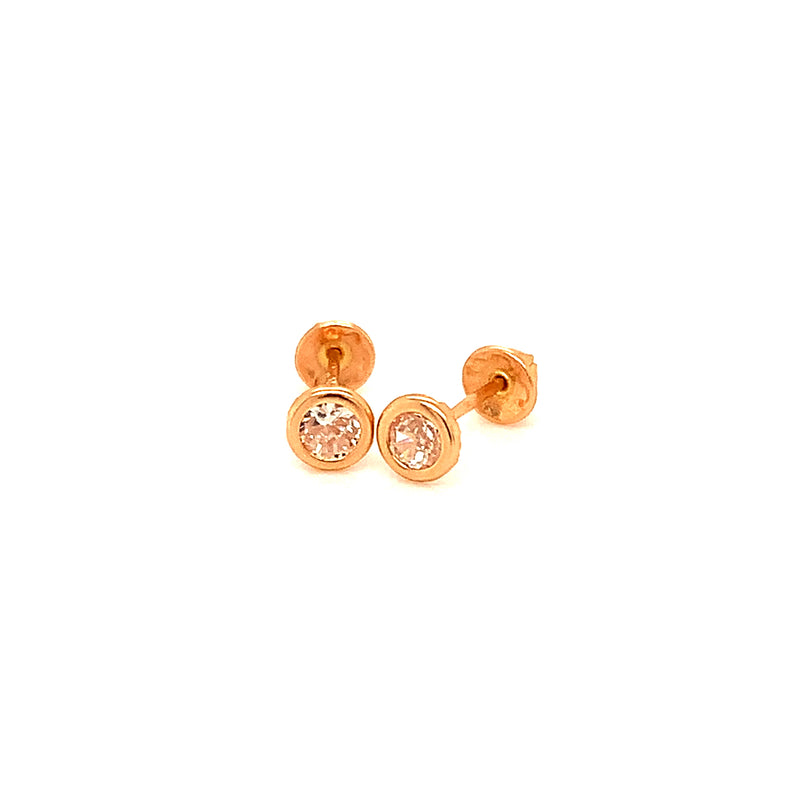 Aretes para bebés con circones en oro amarillo 10kt.