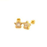 Aretes para bebés (estrellas) con circones en oro amarillo 10kt.