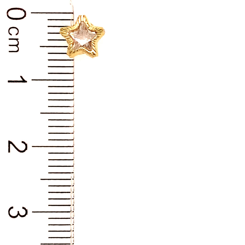 Aretes para bebés (estrellas) con circones en oro amarillo 10kt.