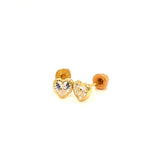 Aretes para bebés (corazón) con circones en oro amarillo 10kt.
