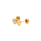 Aretes para bebés (corazón) con circones en oro amarillo 10kt.