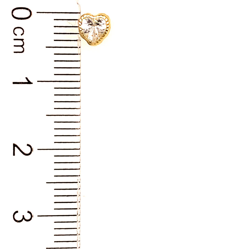 Aretes para bebés (corazón) con circones en oro amarillo 10kt.