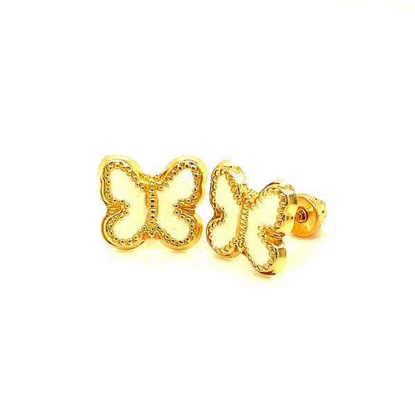 Aretes (mariposa) para bebés en oro amarillo 10kt.