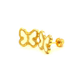 Aretes (mariposa) para bebés en oro amarillo 10kt.