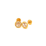 Aretes para bebés con circones en oro amarillo 18kt.