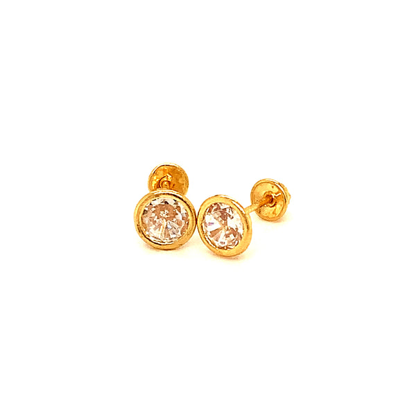 Aretes para bebés con circones en oro amarillo 18kt.