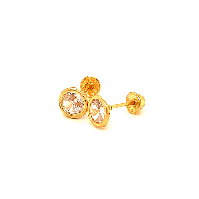 Aretes para bebés con circones en oro amarillo 18kt.