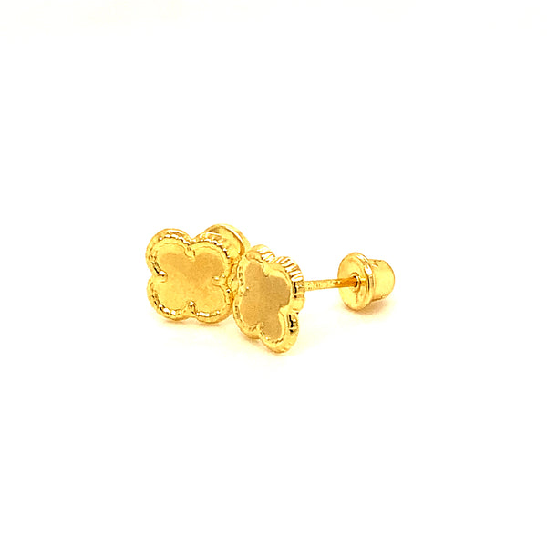 Aretes para bebés (trébol) en oro amarillo 10kt.