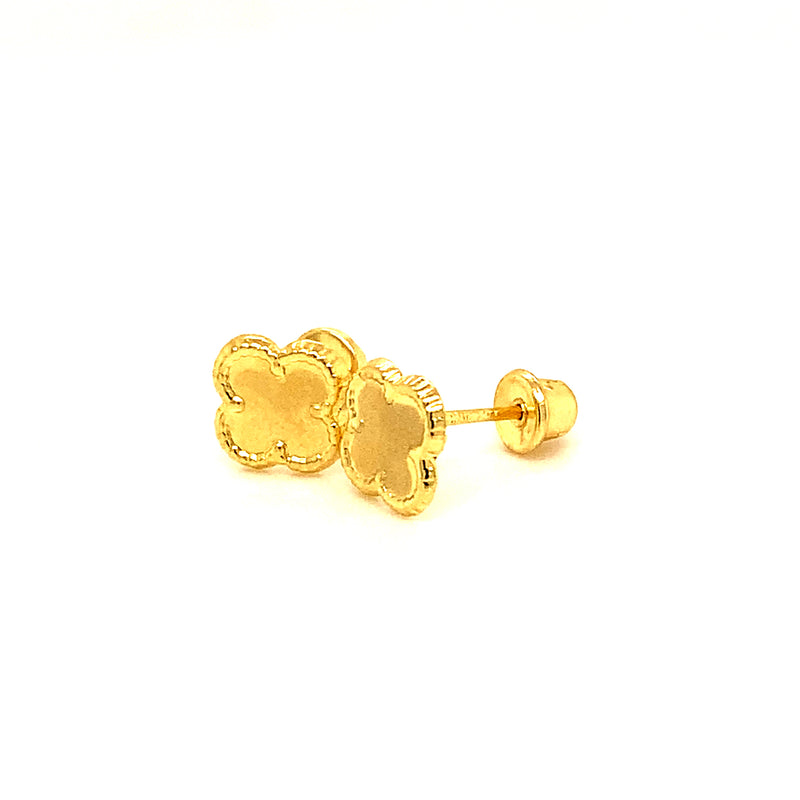 Aretes para bebés (trébol) en oro amarillo 10kt.