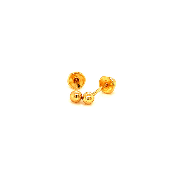 Aretes para bebés (bolitas) en oro amarillo 18kt.