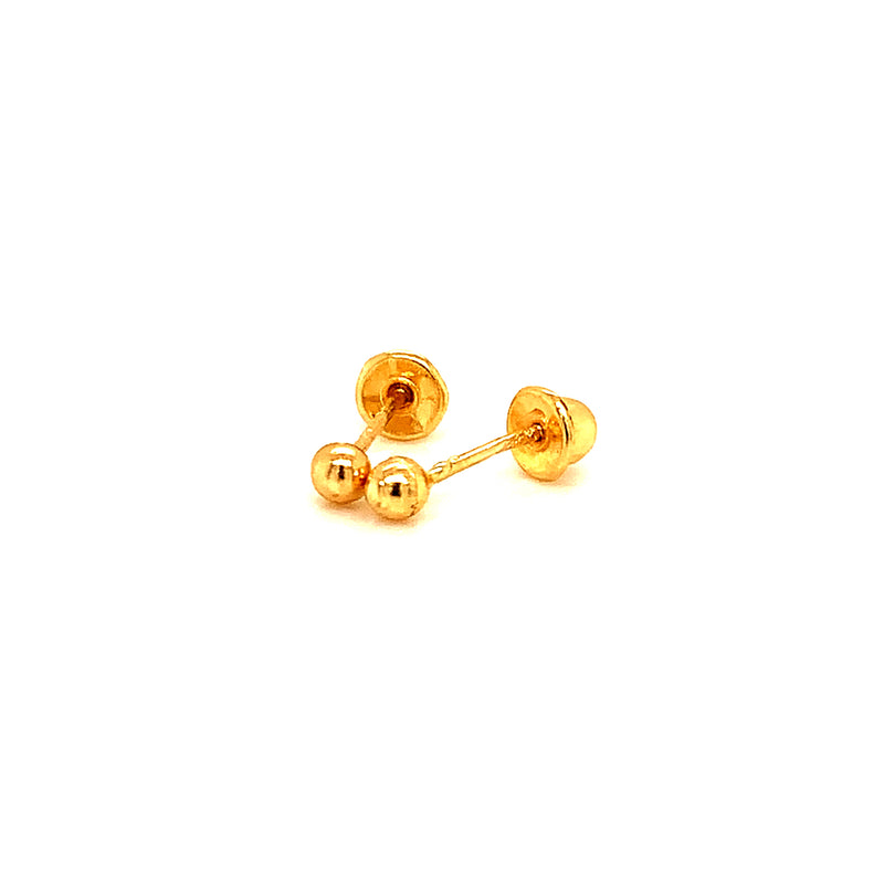 Aretes para bebés (bolitas) en oro amarillo 18kt.