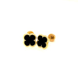 Aretes para bebés (trébol negro) en oro amarillo 10kt.