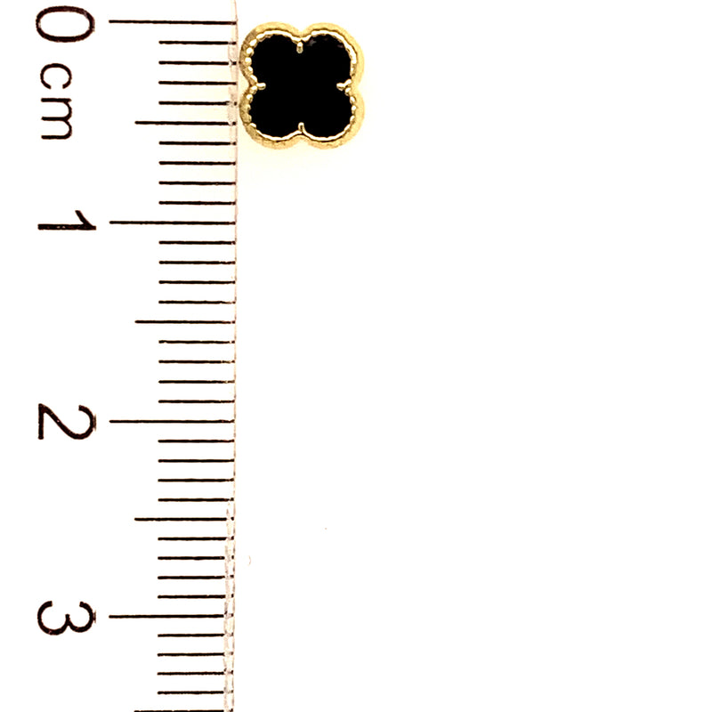 Aretes para bebés (trébol negro) en oro amarillo 10kt.