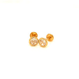 Aretes para bebés con circones en oro amarillo 18kt.