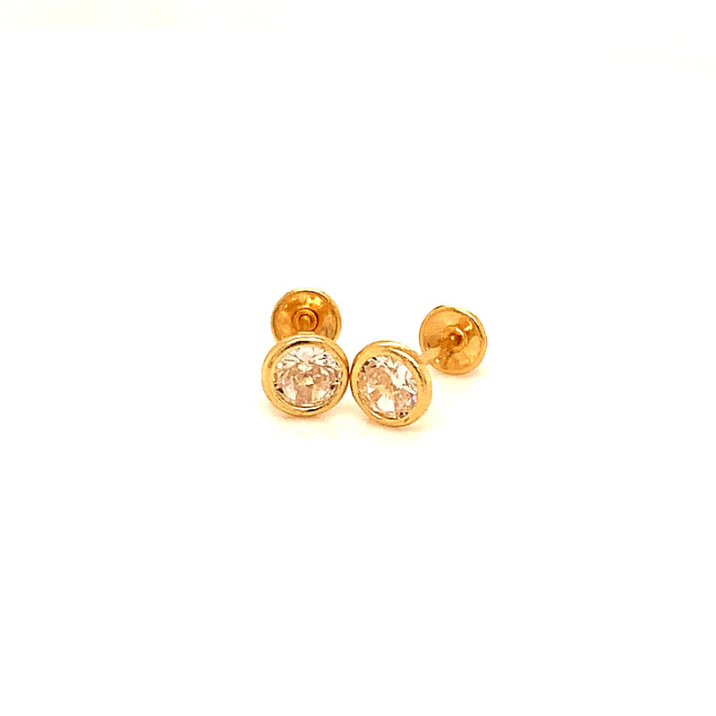 Aretes para bebés con circones en oro amarillo 18kt.