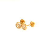 Aretes para bebés con circones en oro amarillo 18kt.
