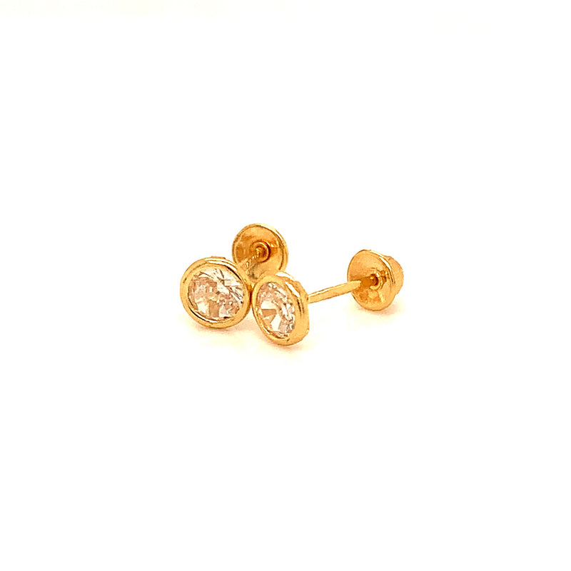Aretes para bebés con circones en oro amarillo 18kt.