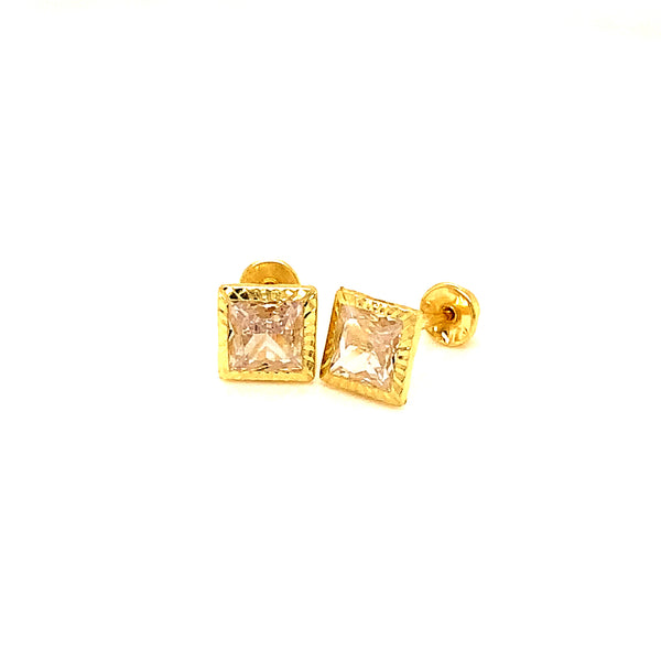 Aretes para bebés con circones en oro amarillo 10kt.