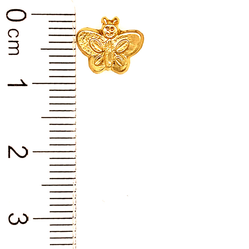 Aretes (mariposa) para bebés en oro amarillo 10kt.