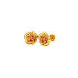 Aretes (flor) para bebés en oro dos tonos 10kt.