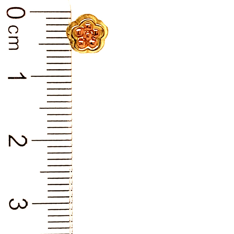 Aretes (flor) para bebés en oro dos tonos 10kt.