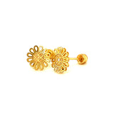 Aretes (flor) para bebés en oro amarillo 10kt.