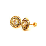 Aretes para bebés con circones en oro amarillo 10kt.