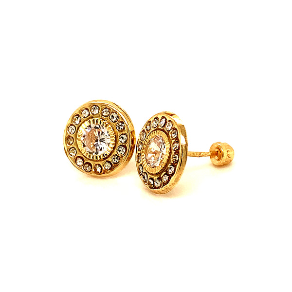 Aretes para bebés con circones en oro amarillo 10kt.