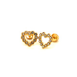 Aretes (corazón) para bebés con circones en oro amarillo 10kt.