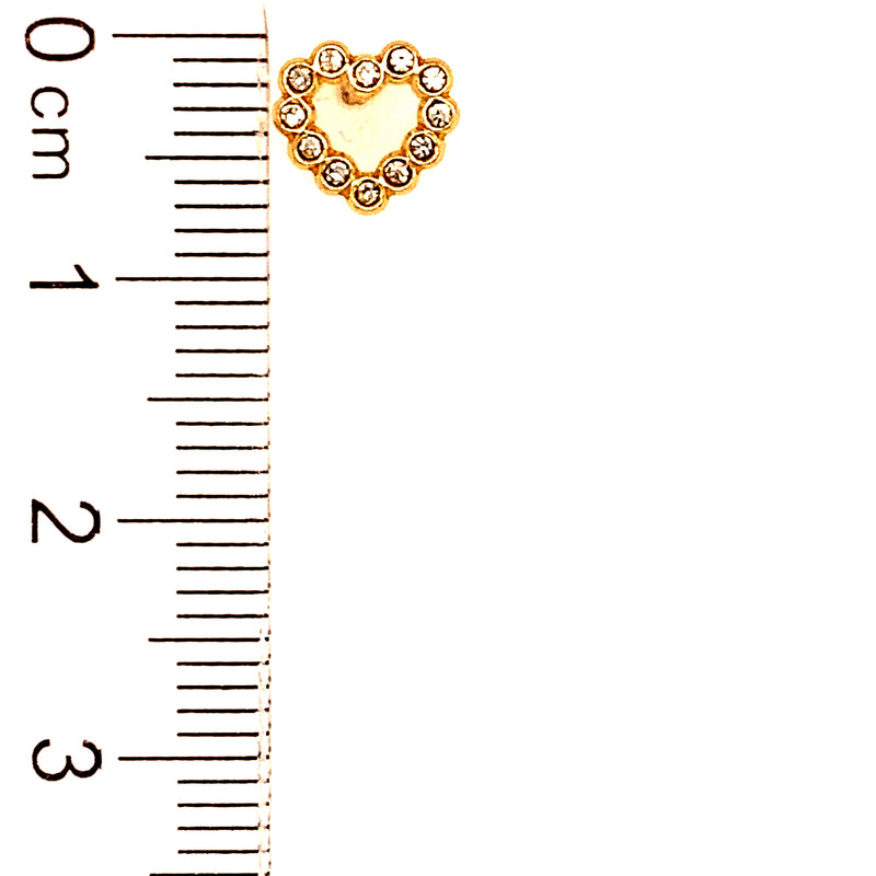 Aretes (corazón) para bebés con circones en oro amarillo 10kt.