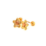 Aretes (estrella) para bebés en oro dos tonos 10kt.