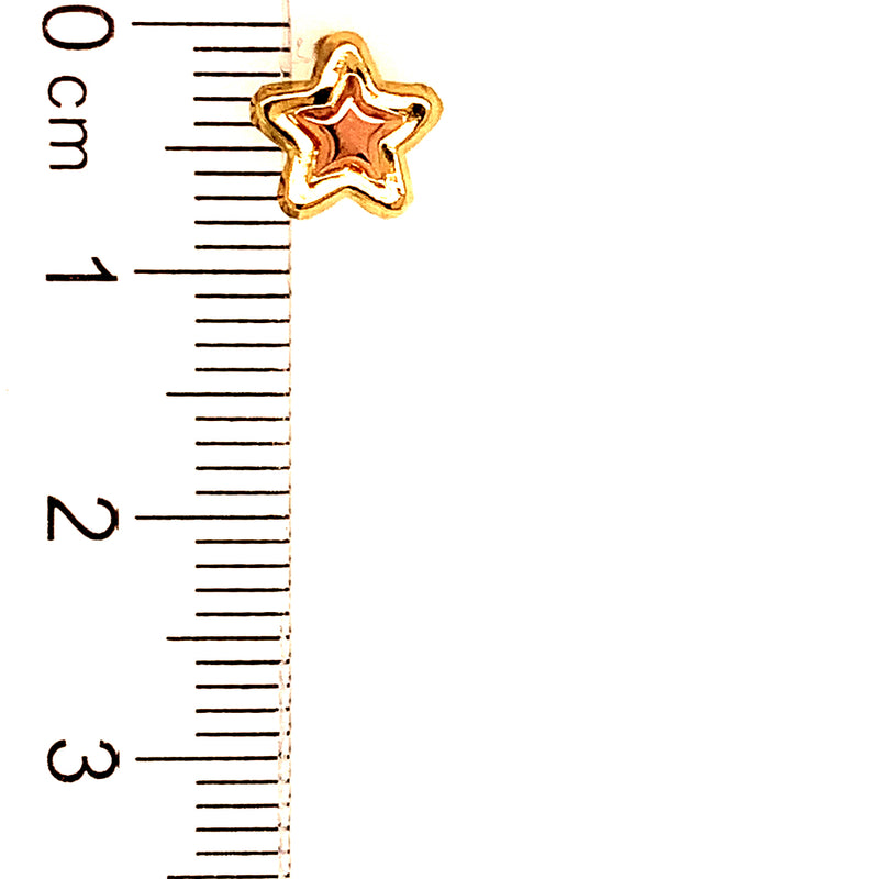 Aretes (estrella) para bebés en oro dos tonos 10kt.