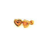 Aretes (corazón) para bebés en oro dos tonos 10kt.