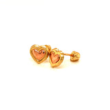 Aretes (corazón) para bebés en oro dos tonos 10kt.