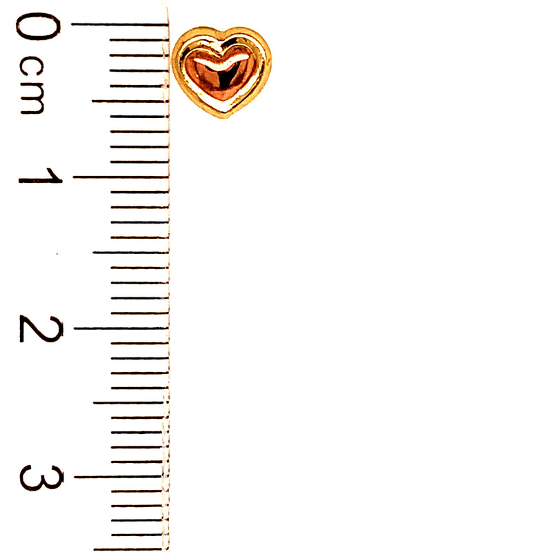 Aretes (corazón) para bebés en oro dos tonos 10kt.