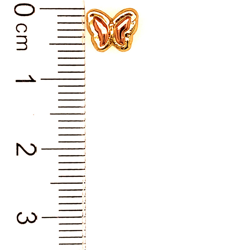 Aretes (mariposa) para bebés en oro amarillo 10kt.