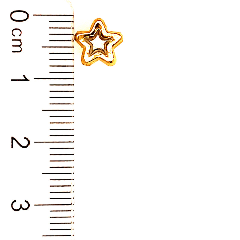 Aretes (estrella) para bebés en oro dos tonos 10kt.
