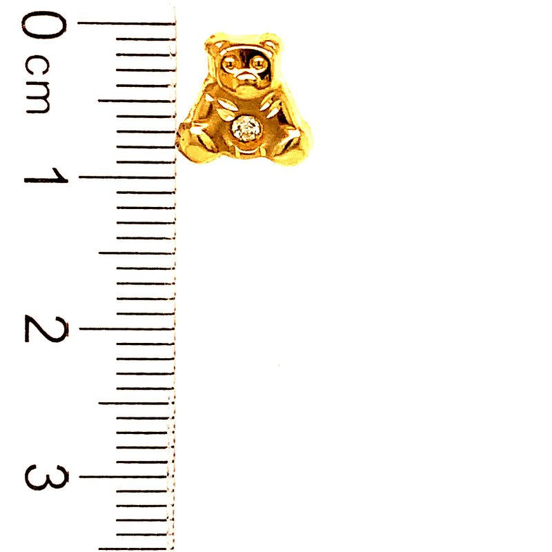 Aretes (osito) para bebés con circones en oro amarillo 10kt.