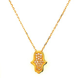 Collar (hamsa) con circones en oro amarillo 18kt. 45cm