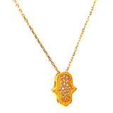Collar (hamsa) con circones en oro amarillo 18kt. 45cm