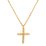 Collar (cruz) con circones en oro amarillo 18kt. 45cm