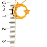 Collar (luna y estrella) con circones en oro amarillo 18kt. 45cm