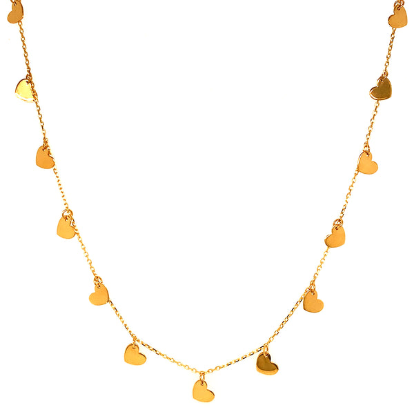 Collar (corazones) en oro amarillo 18kt. 45cm