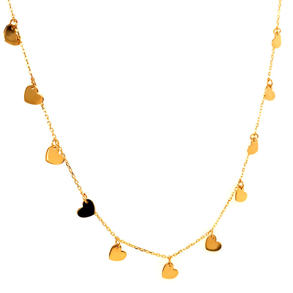 Collar (corazones) en oro amarillo 18kt. 45cm