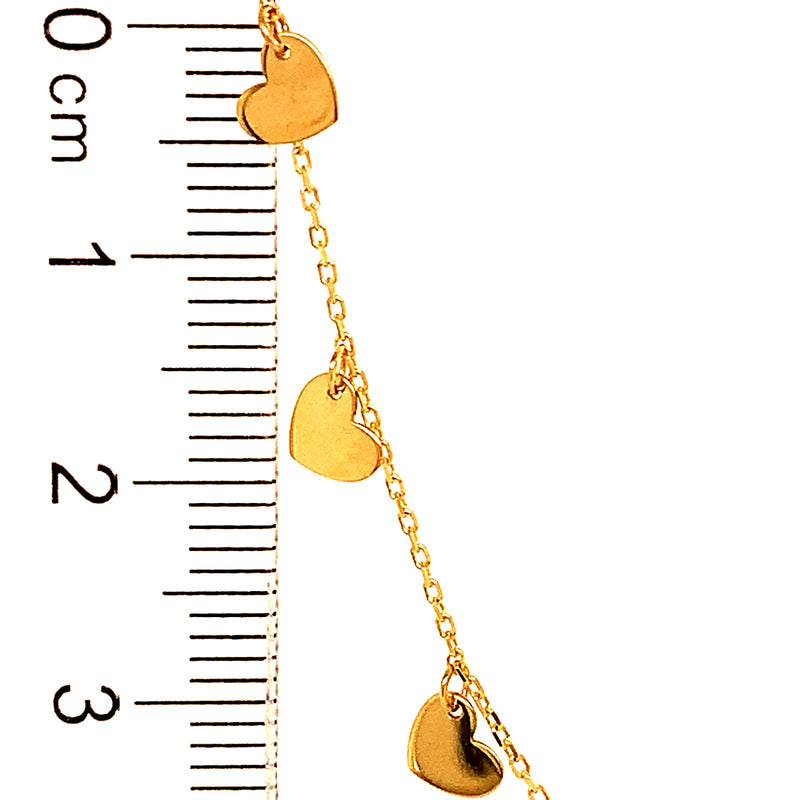 Collar (corazones) en oro amarillo 18kt. 45cm